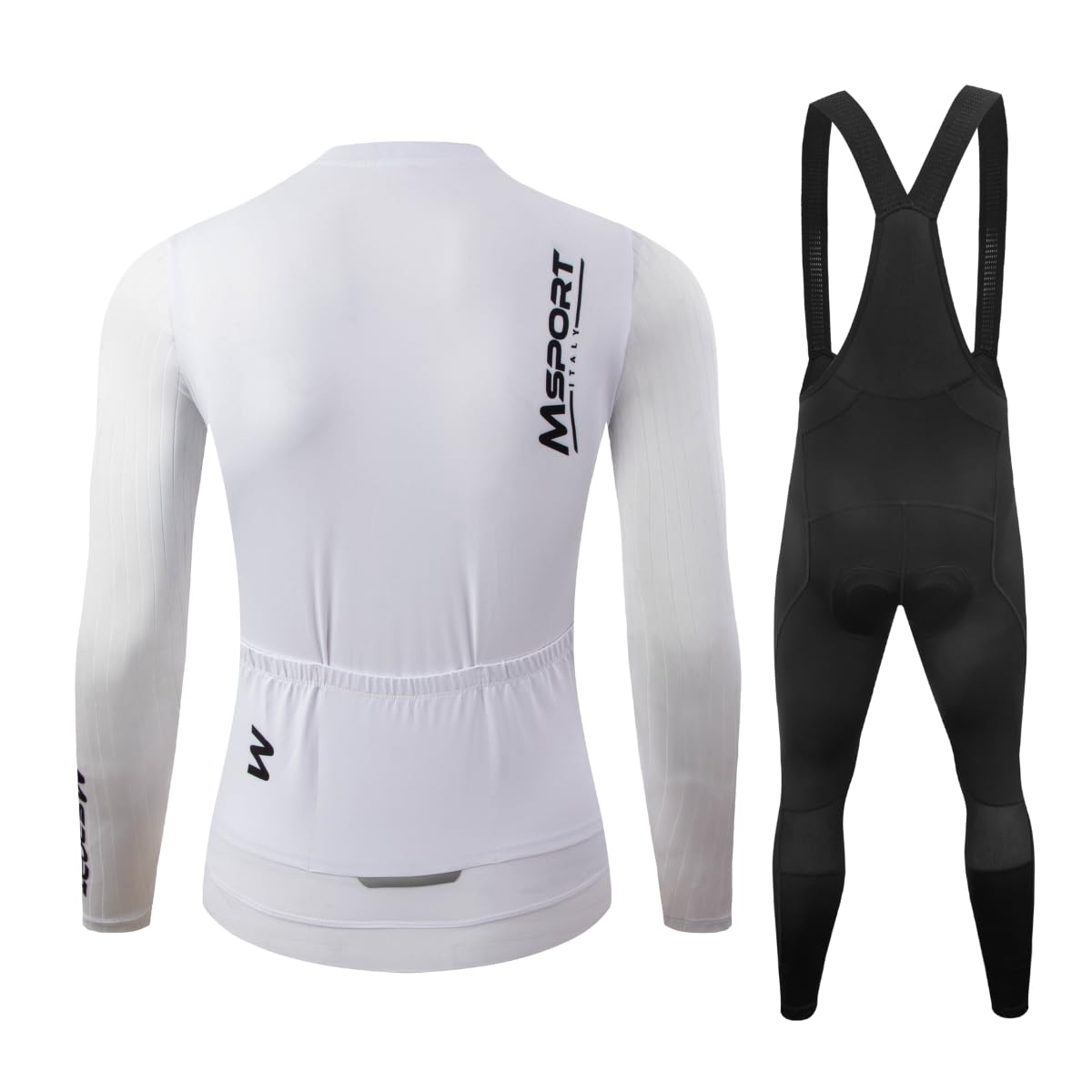 Msport Completo Ciclismo Invernale – Maglia Termica a Manica Lunga + Salopette con Fondello in Gel Antishock