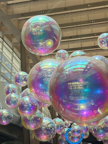 Pelotas Espejadas Inflables Gigantes de PVC Brillantes para Eventos, Bodas, Fiestas, Publicidad y Decoración de Escenario Colgante o de Pie (Arcoíris, 5 piezas - 2ft+3ft+4ft+5ft+8ft + bomba) miniatura 6