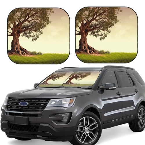Parasoles de coche plegables con diseño artístico de árbol para protección térmica sofisticada