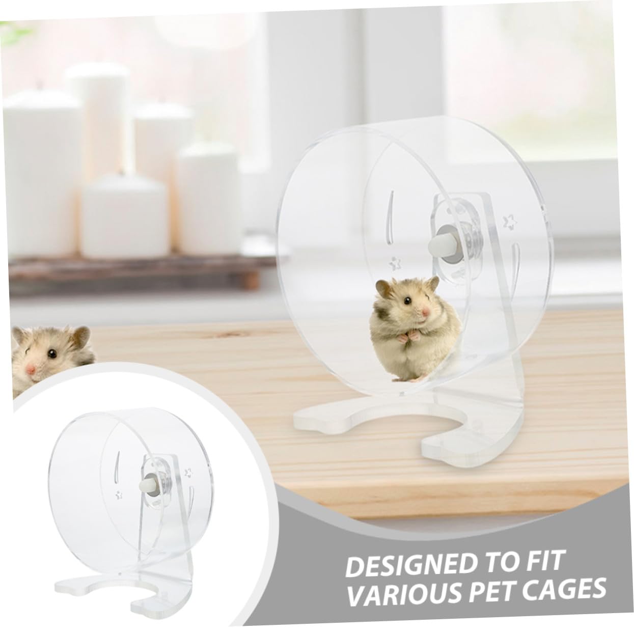 SOIMISS Geräuschloses Laufrad für Hamster mit Ständer Transparentes Design Langlebiges Kunststoffmaterial für Rennmäuse und Kleintiere