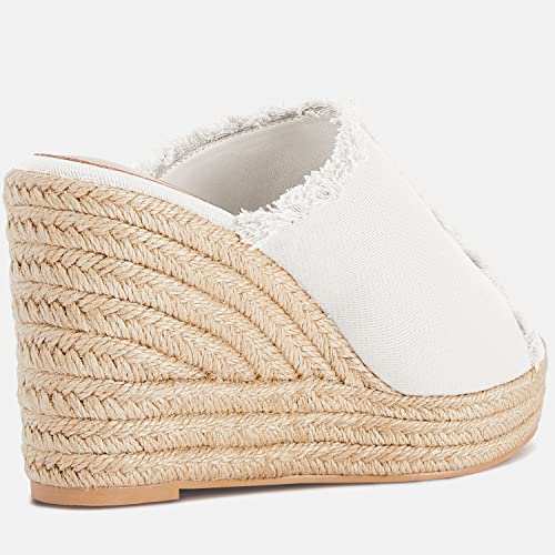 Image of Juliet Holy Womens Wedge Sandals Peep Toe Denim Slip On Backless Espadrilles Platform Sandal Shoes