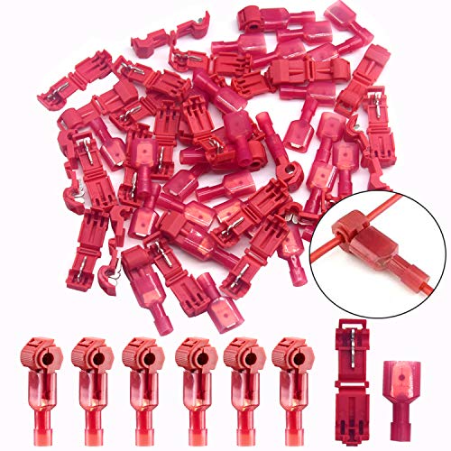 CEEYSEE 60 x T-Abzweigverbinder Kit,30 x T-Abzweigverbinder + 30 x Flachstecker für Schnelle Verbindungskabel 0,5-1,5mm²(22-16 AWG)(Rot/DNXJH) Cover