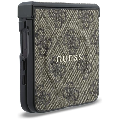 Image of CG MOBILE Guess [Official Licensed], Protective Case Designed for Galaxy Z Flip 8 | Magnetic System| 4G PU Leather Case with Classic Logo - Brown