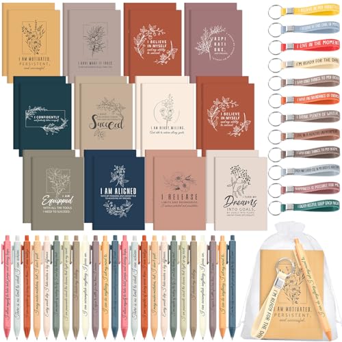 Carnet d'affirmation positive Mooliwe : lot de 72 avec stylos et porte-clés