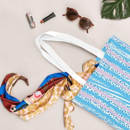 Canvas Tote Bag for Women Shoulder Tote Purse Reusable Grocery Bag Light blue striped pattern Aesthetic Shopping Bags4