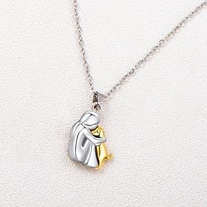 Art Attack Two Tone Dainty I Love My Dog Chain Necklace, Forever In My Heart Pet Lover Puppy Mom Rescue Charm Pendant (Silver & Gold)