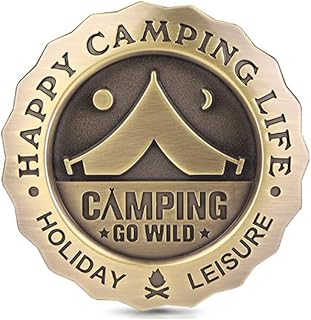 Noizzy Happy Camping Life Metal Car Emblem - Holiday Leisure Camping Go Wild Badge - Outdoor Adventure Tent Logo Ornament - Perfect for RV, Camper, Backpack, Gear Decor - 3D Camping Symbol (Bronze)