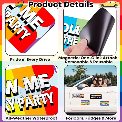 Image of 16PCS Gay Pride Car Bumper Magnets: Funny Rainbow Decals Bulk for LGBT Parade, Truck, Fridge, Cruise - Prank Gift Idea (Animal)