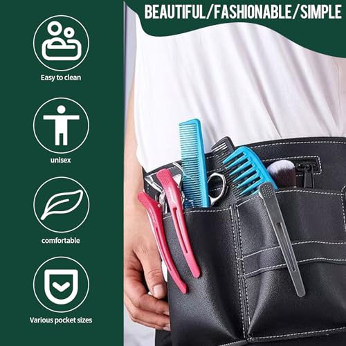 Friseur Werkzeugtasche, Friseurtasche Pu Leder Gürteltasche Werkzeug Barber Scherentasche Professionelle Salon Bauchtasche Verstellbare für Haarkämme Kämme Klipse Razor