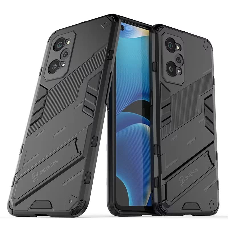 Phone Case for Realme GT2 / GT Neo2 / GT Neo 3T (6.62 inches) with Shockproof Silicone Protective Cover for PC Kickstand – Black