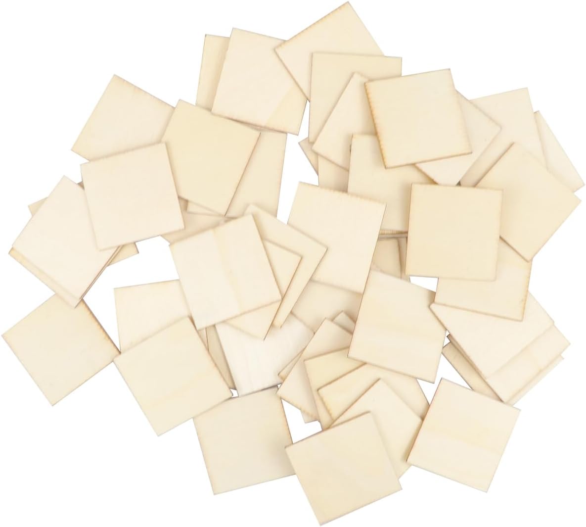 Unfinished Square Wood Pieces Blank Wooden Slices Natural Wood Board for DIY Craft Painting Home Festival Decorations (40MM,100PCS)