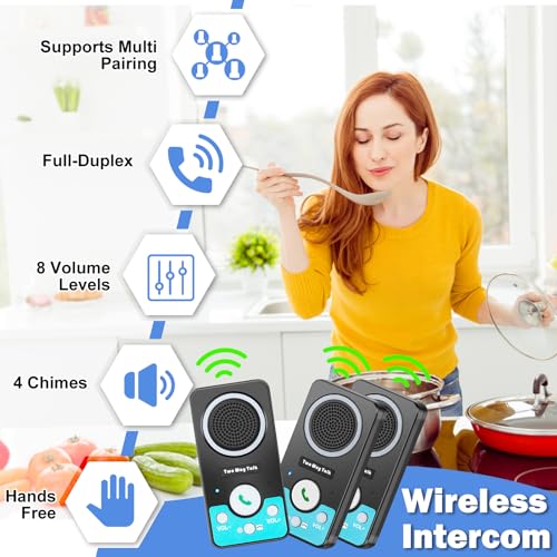 image for UHAXZ Intercoms Wireless for Home, Hands-Free Wireless Intercom, Long 