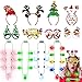 12 PCS Light Up Christmas Party Favors, Christmas Necklace Headband Glasses Set, Bulb Candy Cane Snowflake Tree Necklace LED Headwear Flashing Eyeglasses for Xmas Gifts Bulk Holiday Party Supplies