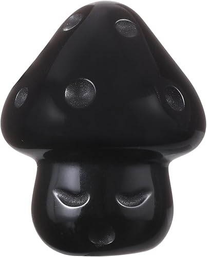 Miniatura 5 de Nupuyai Paquete de 2 mini figuras de cristal talladas de hongos de bolsillo para relajación de ansiedad, escultura de hongo pulido para jardín y