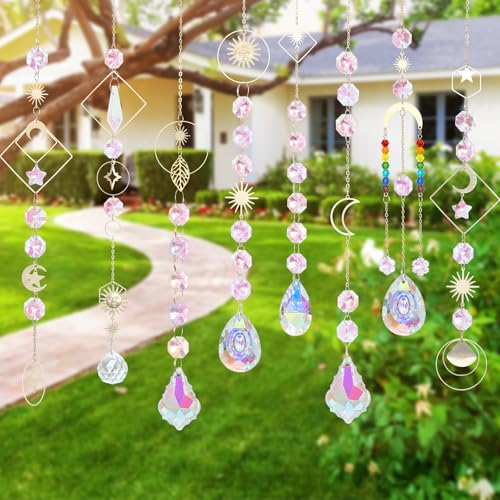UXORSN DIY Crystal Suncatcher Making Kit, Celestial Moon Star Gold Charms Prism Set with Chains Pliers, AB Color Crystals Rainbow Maker Window Hanging Craft Kit for Home Decor Gifts Women Adults - Image 7