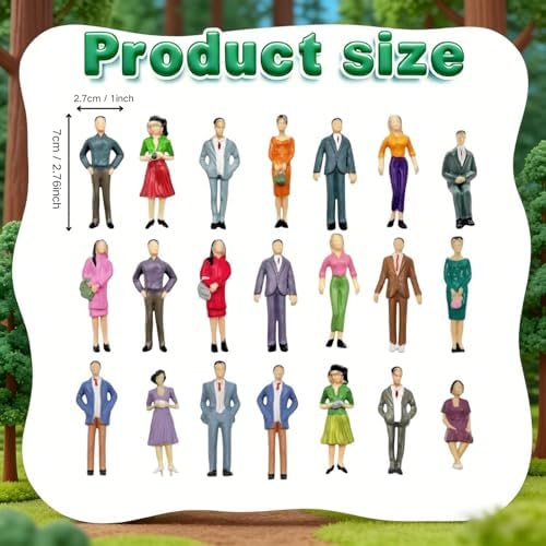 VICDUEKG 14 Pcs Miniature People Figurines 1:25 Scale Tiny People Model Trains Architectural Mini People Figures Sitting and Standing Painted Little Plastic Diorama Figures for Miniature Scenes