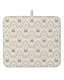 Baroque Pattern Dish Drying Mat for Kitchen Counter European Vintage Abstract Flowers Texture 1 Pack, 16"x18" Super Absorbent Microfiber Coffee Bar Mat Reusable Washable Dish Drainer Rack Mat