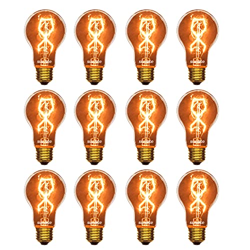 Sunlite 40216 Victorian Vintage Incandescent A19 Spiral Filament Light Bulb, 60 Watts, 120 Volts, Medium E26 Base, Dimmable, 2600K Warm White, 12 Pack #TOP28