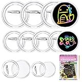 40 Stück Bastelset für Anstecker, Buttons Selber Machen ohne Buttonmaschine,Ansteckbuttons mit Sicherheitsnadel Button Pins, für Kinder zum Dekorieren und als Mitgebsel für Kinder(2,5cm&3,7cm)