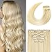 Clip in Hair Extensions 70G Platinum Blonde 100% Remy Human Hair Soft Silky Straight for Fashion Women 7pcs 16clips One Pack (18 Inch #60)