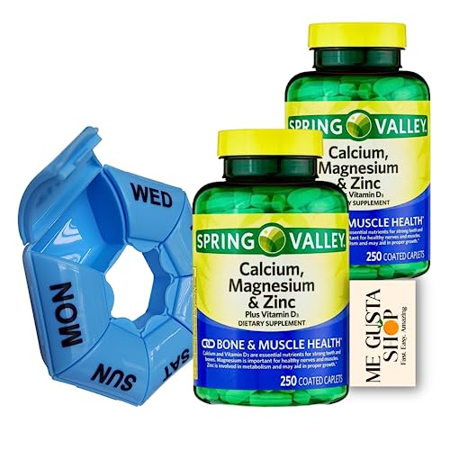 Spring Valley Calcium, Magnesium & Zinc Plus Vitamin D3 Coated Caplets, 250 Count (Pack Of 2) 500Count Total + Me Gustas Stickers #TOP6