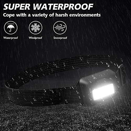 SerDa-Run 2 Pack Led Headlamp Flashlight for Adults and Kids, 1.1oz/31g COB Flood Light Ultra Bright Head Lamp with 3 Modes, Waterproof Work Headlight for Family Camping Running Reading