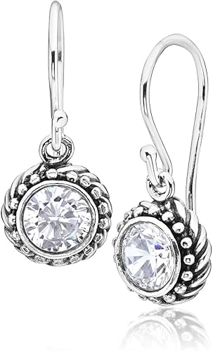 JEAN RACHEL JEWELRY Aretes colgantes de plata de ley 925 para mujer, diseño vintage de cuerda con circonita cúbica, hipoalergénicos, sin plomo ni