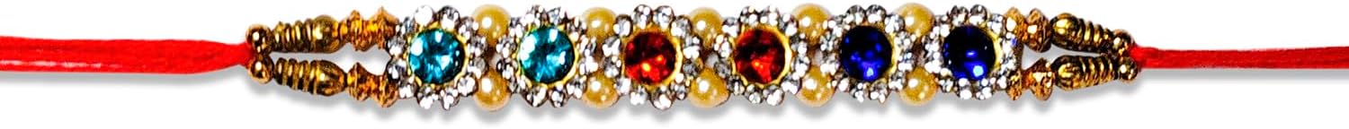 Pack of 1 Multi Color Stone Rakhi for Brother Sister | Indian Traditional Rakhi | Rakhi Thread, Rakhi for Sister, Rakhi Bracelet, Raksha Bandha Gift for Your Brother, Rakhi