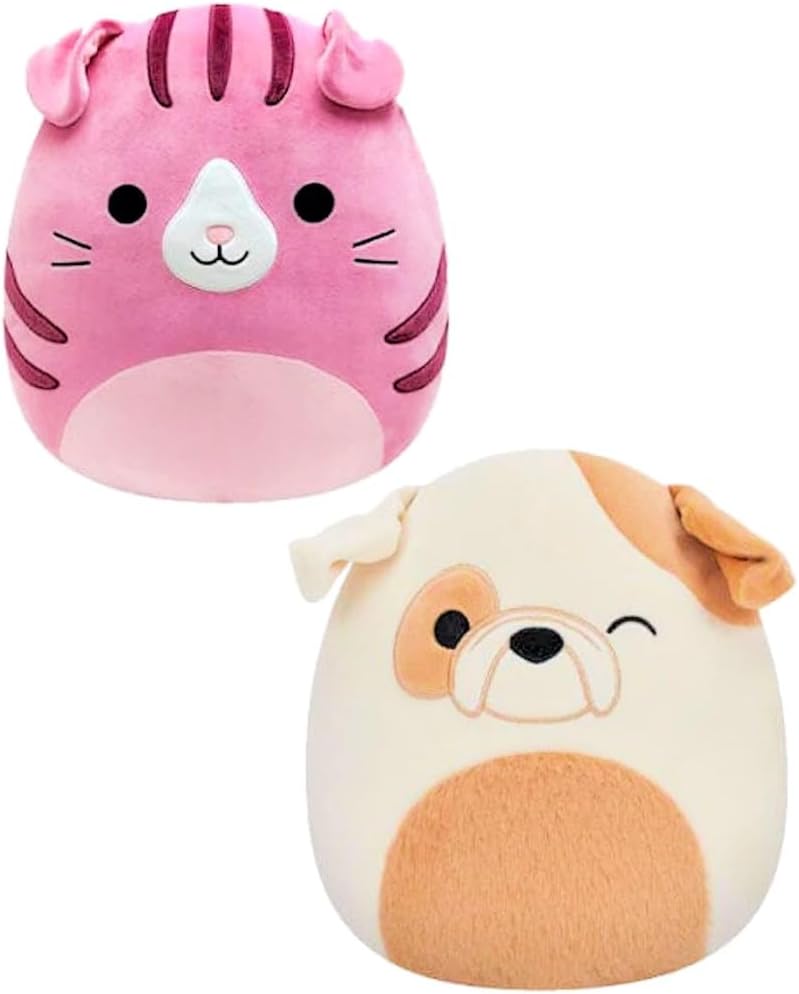 Squishmallows 8"" Flip-A-Mallow Brock The Bulldog and Geraldine The Cat, Medium
