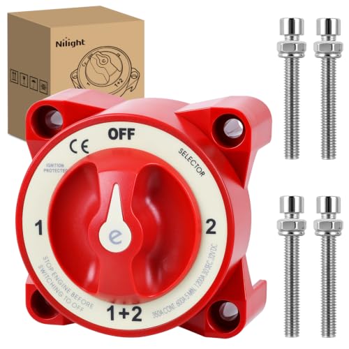 Nilight Battery Disconnect Switch 350A 32V DC 1-Both-2-Off