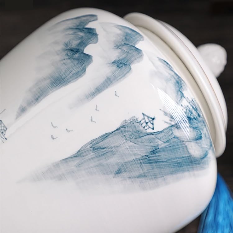 XYNSNDB Zestaw do herbaty Puszki na herbatę z białej porcelany, Puszki ceramiczne, Herbata Pu'er Awakening, Zamknięte, odporne na wilgoć puszki na herbatę, Puszki ogólne Słoik do przechowywania