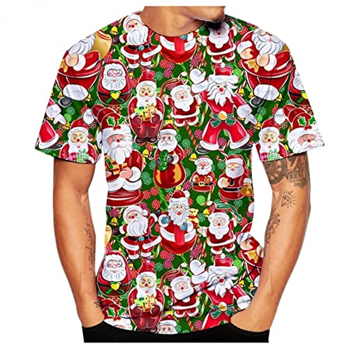 Zhiyao Camiseta de Navidad para hombre, regalo de Navidad, jersey de Papá Noel, disfraz de cosplay, ropa de calle, regalo ideal, 14-verde, XXXL