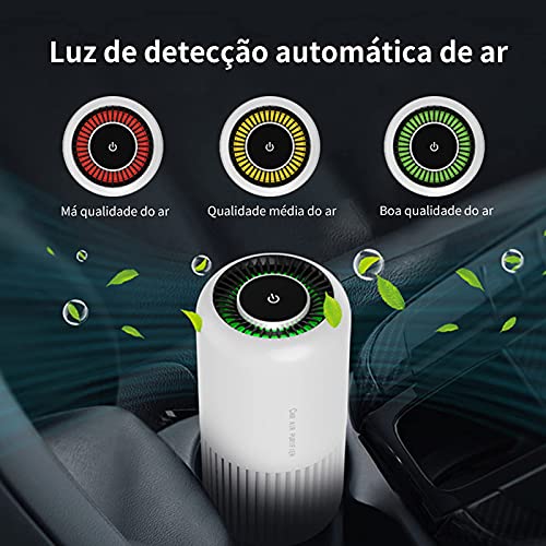 Purificador de ar do carro, purificador de filtro HEPA verdadeiro, desinfetante de luz ultravioleta,