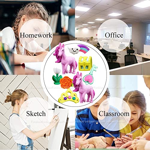 Image of FunBlast Unicorn Erasers - Retractable Eraser, Novelty Eraser Unicorn Themed Kawaii Erasers for Kid, Students, Fancy Stationery Gift for Kid, Return Gift (Rainbow)