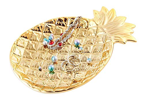 LEPENDOR   Titular de cerámica para joyas – Grandes regalos para mujeres, niñas para amantes – Gran tamaño, piña dorada