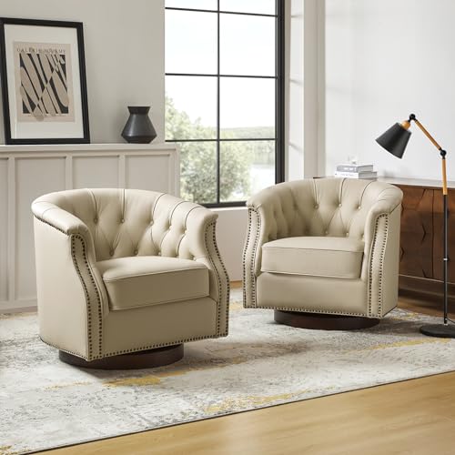 HULALA HOME Leather Swivel Rocker