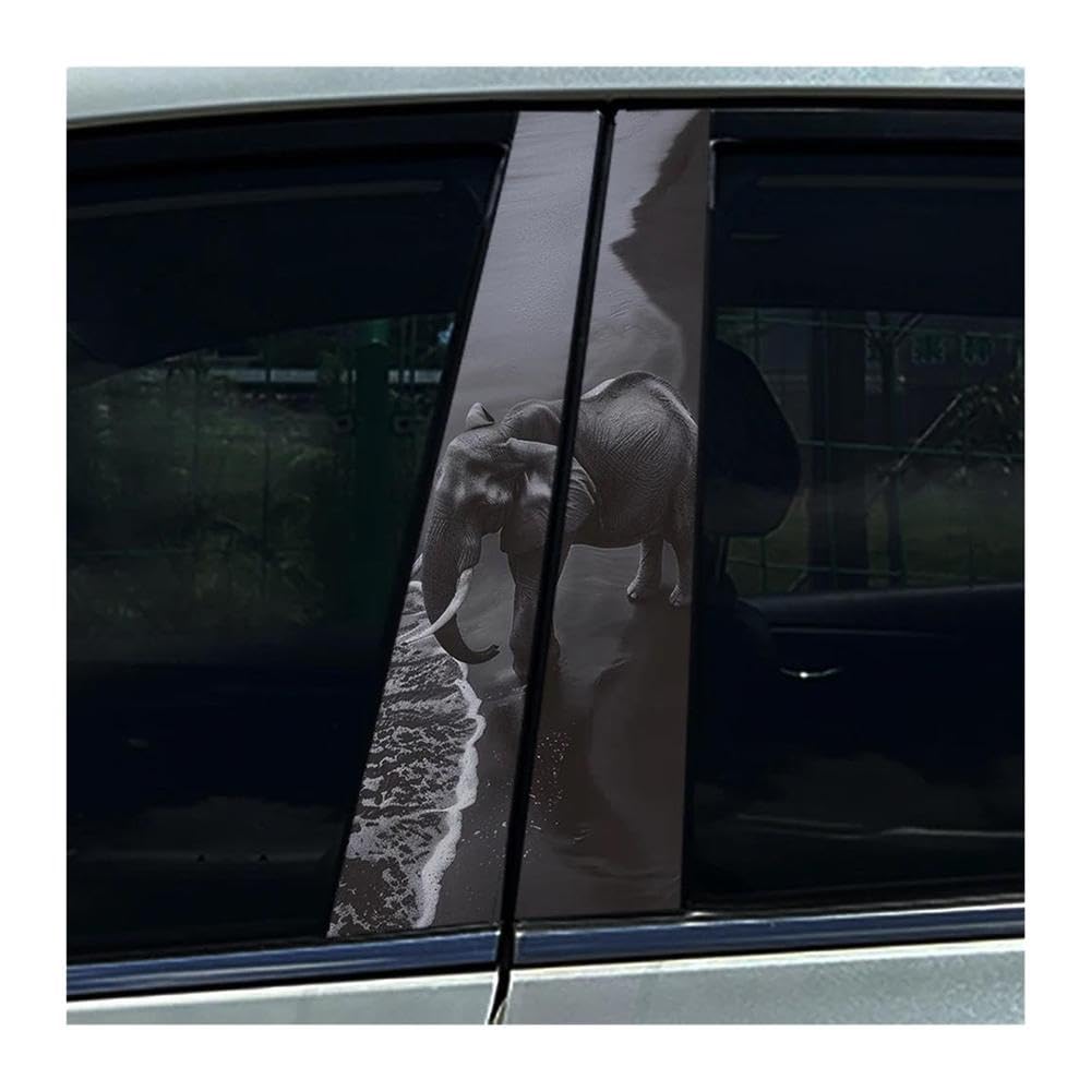 Body Parts 2pcs Car B-Pillar Stickers Elephant Car Center Column Decoration Cover Scratches Waterproof Decals(C)