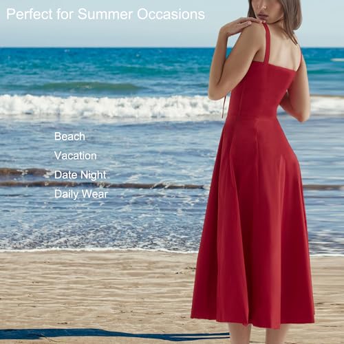 Image of Floral Corset Midi Dress Square Neck A Line Dress with Slit