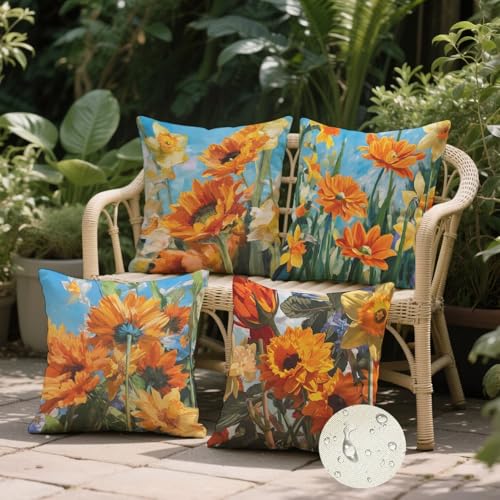Housse coussin 40x40 orange imperméable k-374 pour extérieur et canapé - 3