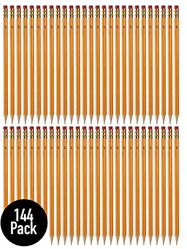 #2 HB Wood Cased Pencils, Pre-Sharpend Graphite Pencils, With Latex-Free Erasers, Bulk Buy - Smooth Writing for Exams, School, Office, Drawing, Sketching - 144 PACK