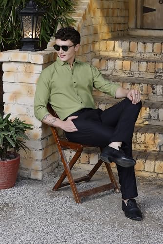Image of Zilcon Linen Shirts for Men Casual Button Down Long Sleeve Shirt Solid Summer Beach Hawaiian Shirts