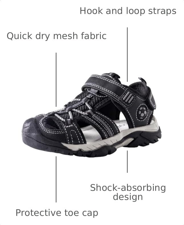 Image of TZJS Girls Boys Sandals Kids Closed Toe Outdoor Hiking Sandal Lightweight Athletic Adjustable Straps Summer Shoes for Toddler /Little Kid