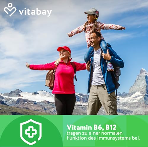 Vitabay Vitamin B Komplex hochdosiert - 180 Tabletten für 6 Monate - enthält alle 8 B-Vitamine (B1, B2, B3, B5, B6, B7, B9, B12) - Vit B Komplex ohne Zusätze - vegan und laborgeprüft in Deutschland