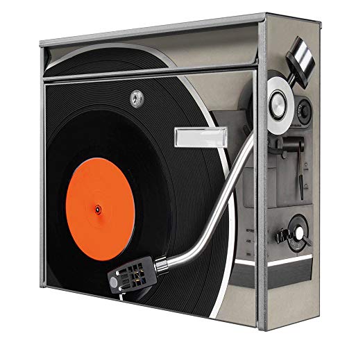 Burg Wächter Design Briefkasten | Postkasten 36cm x 32cm x 11cm groß | Stahl silber verzinkt mit Namensschild | großer A4 Einwurf, 2 Schlüssel |