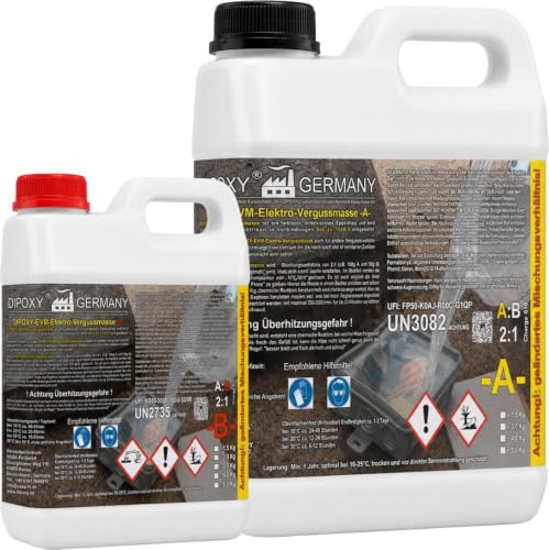 Elektrovergussmasse Epoxidharz IP68 & IP69 bis 1000 Volt 1 5kg Farblos (durchsichtig) wasserdicht für Abzweigdosen Platinen Kabelmuffen usw.
