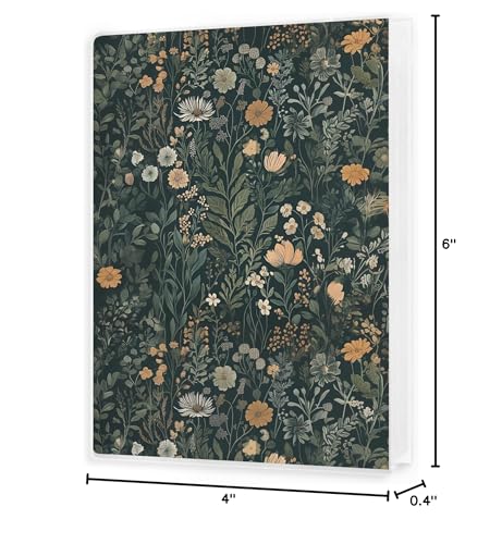 Image of Floral Photo Album 4x6, Dark Cottagecore Floral Botanical 18 Pockets Small Picture Memory Book Photo Album Keepsake for Graduation Wedding Anniversary Travel Vacation