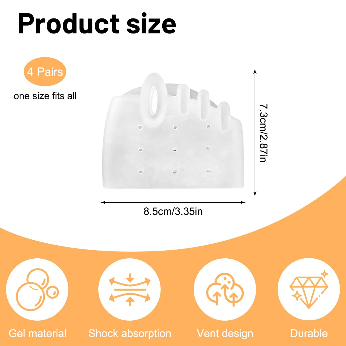 UptVin Silicone Toe Separators for Bunion Relief 4 works,Gel Toe Separators Metatarsal Pads,Breathable Gel Toe Spacers for Women & Men - Image 2