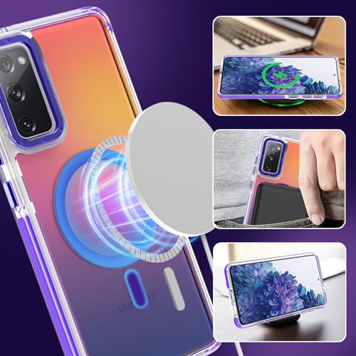 Image of Magnetic Case for Samsung Galaxy S20 FE 5G [Compatible with Magsafe] [Cute Fashion Fluorescent Design] [1 Screen Protector] Slim Translucent Matte Case for Galaxy S20 FE 5G 6.5 inch, Purple