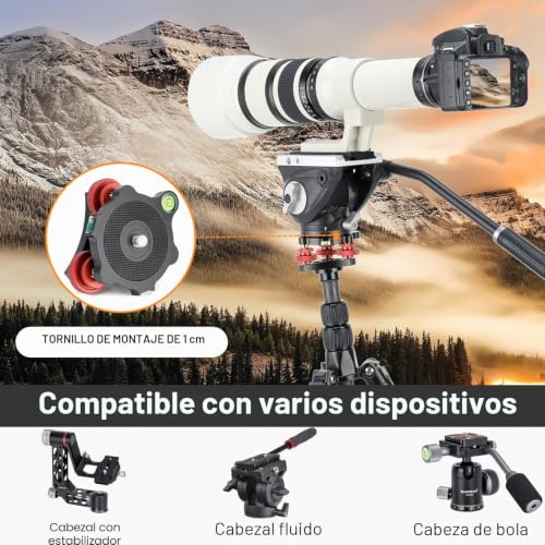 Base niveladora para trípode con tornillo de 3/8 pulgadas y regulación de cinco grados 5