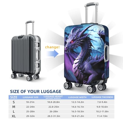 Purple Dragon Purple Moon Luggage Cover Personalized Elastic Washable Suitcase Cover Luggage Protector Auti-Scratch Suitcase Case Protector Fits 18-32 Inch Luggage 5
